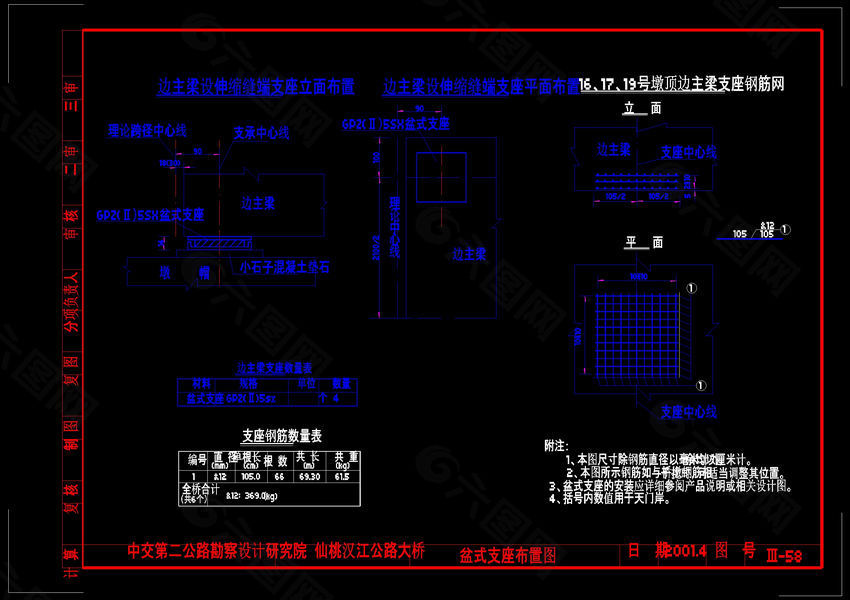 支座垫石及钢筋布置图