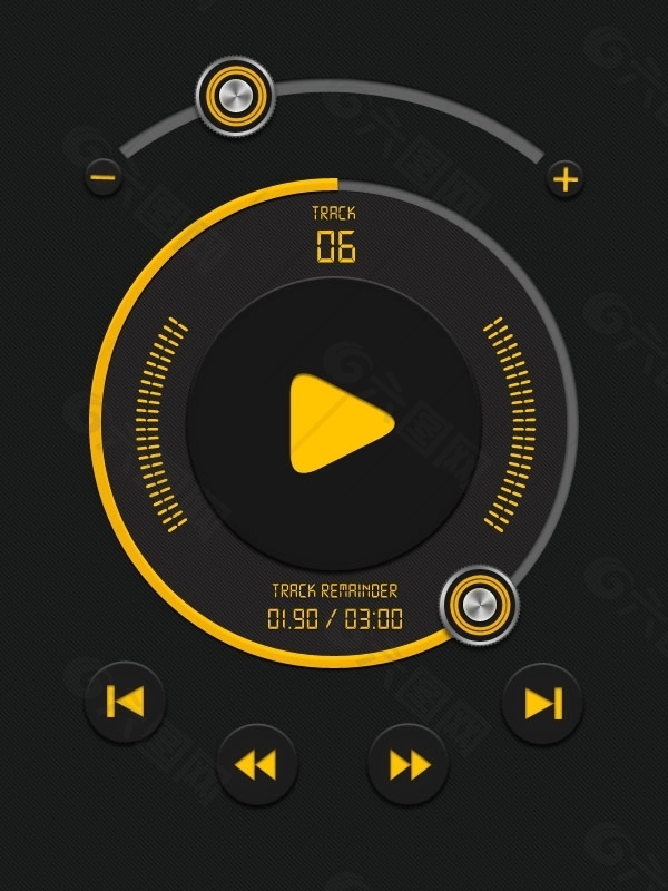 黄金黑酷炫音乐播放器控件UI