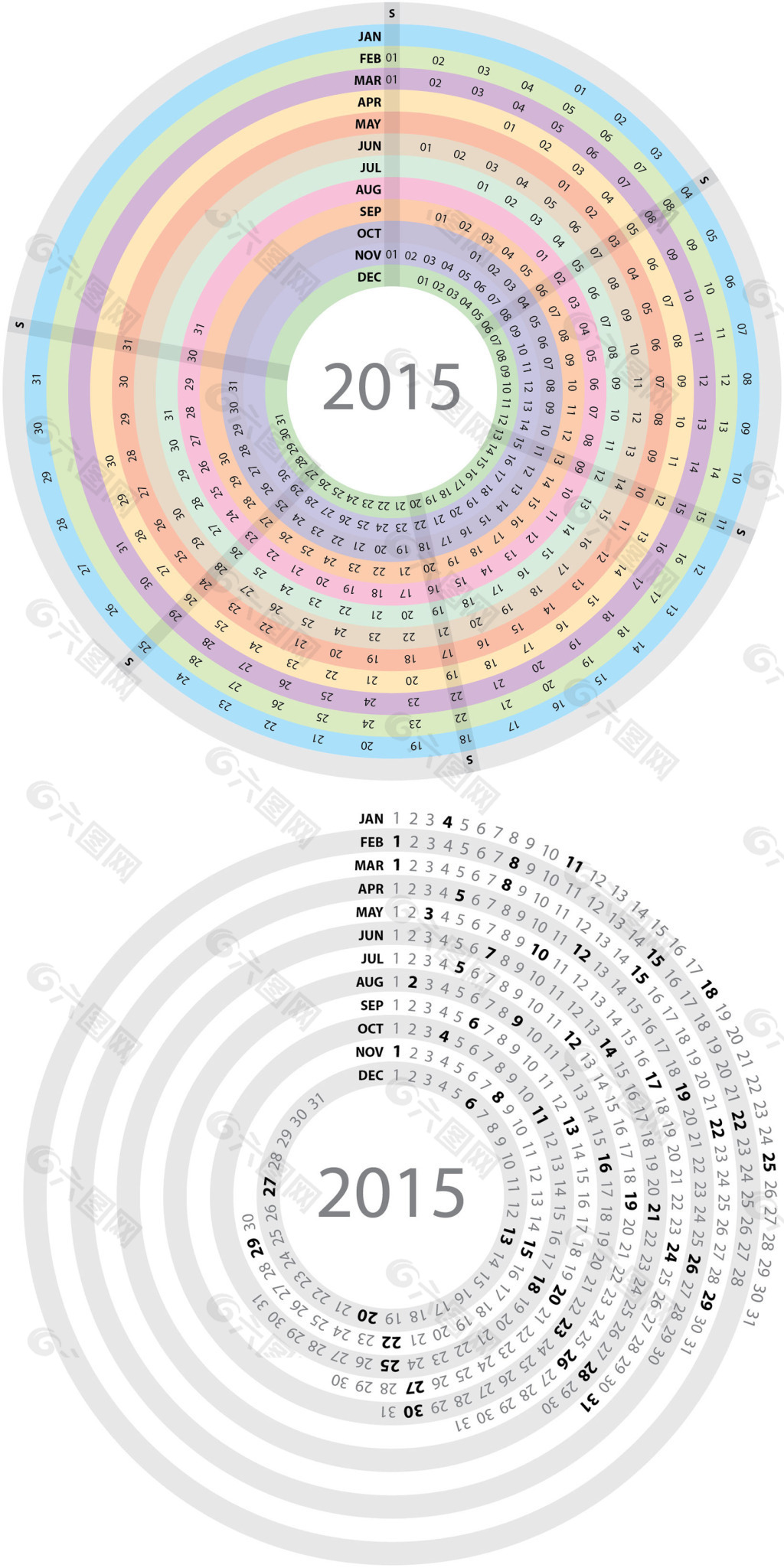 2015圆形日历矢量素材