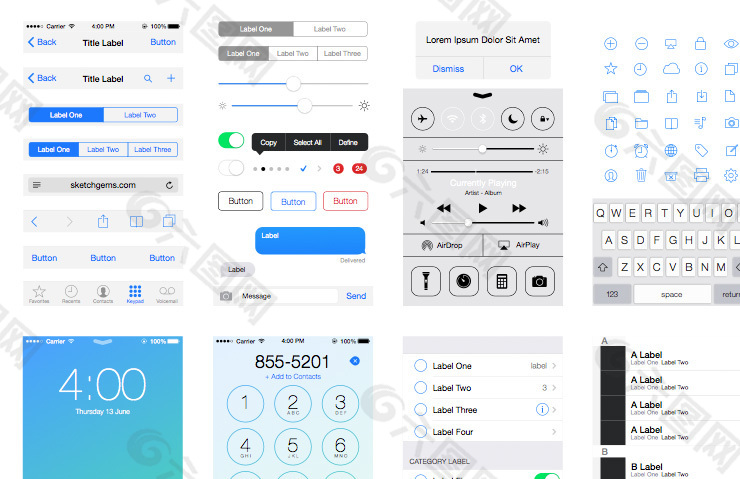 iOS 7 UI Kit for Sketch