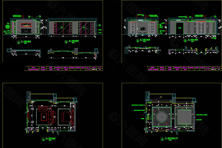 主人房立面图cad图稿