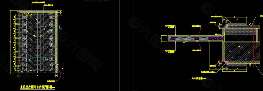 衣帽间趟门CAD详图