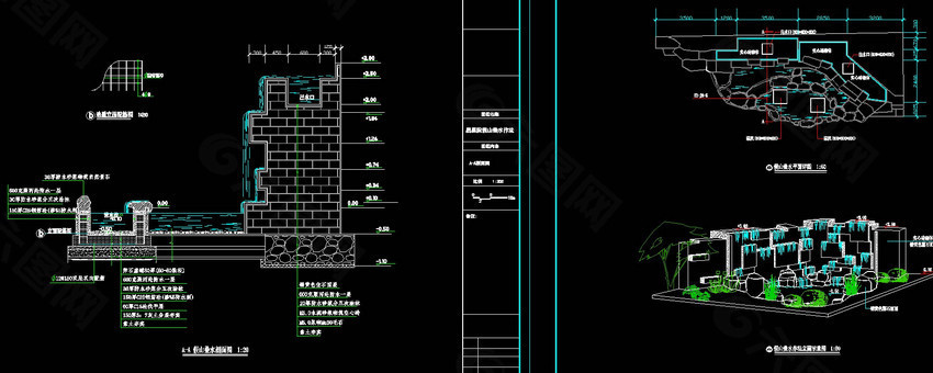 假山叠水做法cad图纸