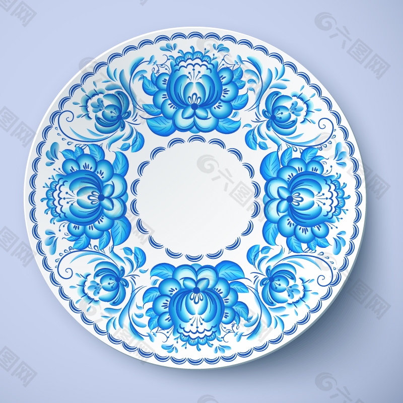 蓝花白瓷盘子设计