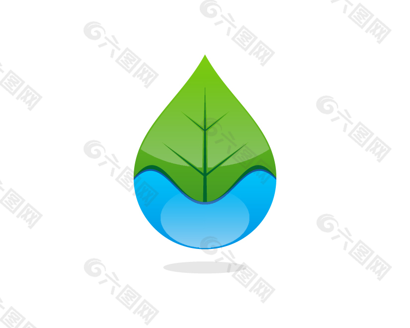 水滴绿叶标志设计图片