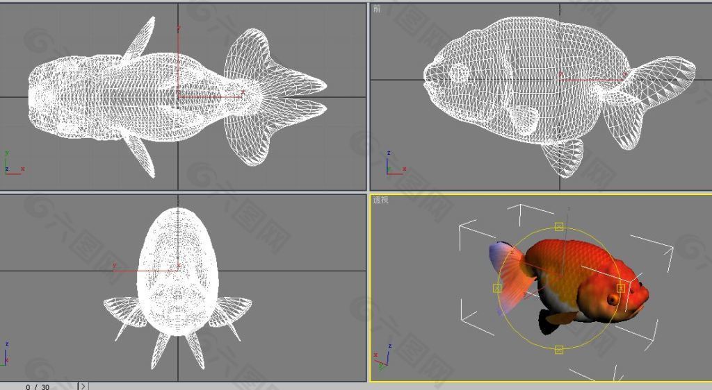 三维立体金鱼3D模型带贴图