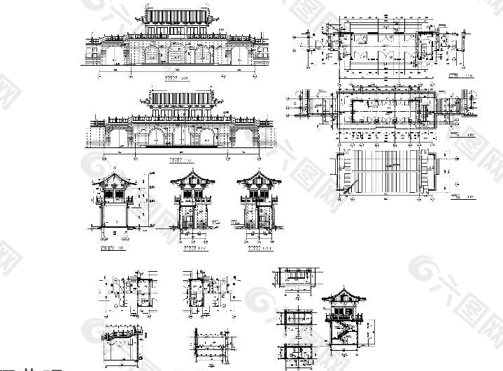 山门建筑cad图纸