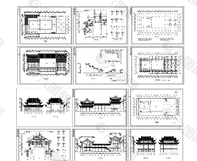 中式戏台cad图纸