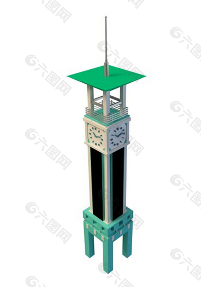 钟塔楼房模型
