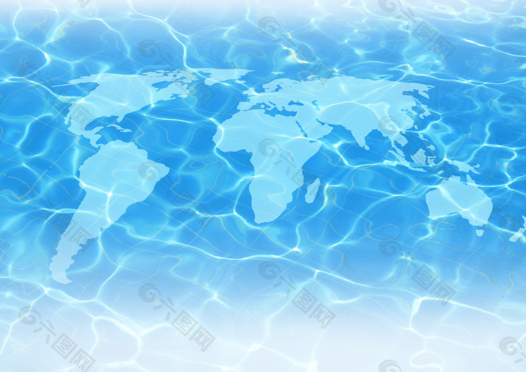 分层的水面世界地图