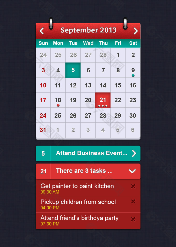日历UI界面模板