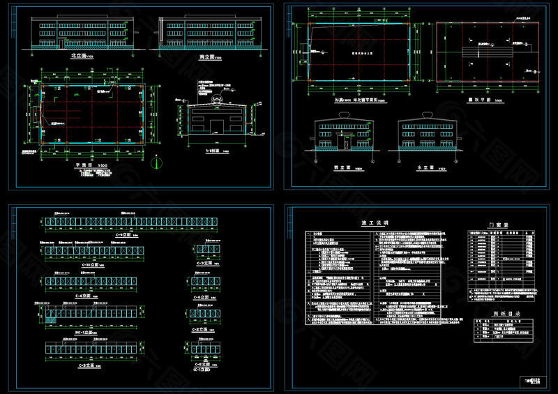 钢结构车间建筑施工图cad图纸