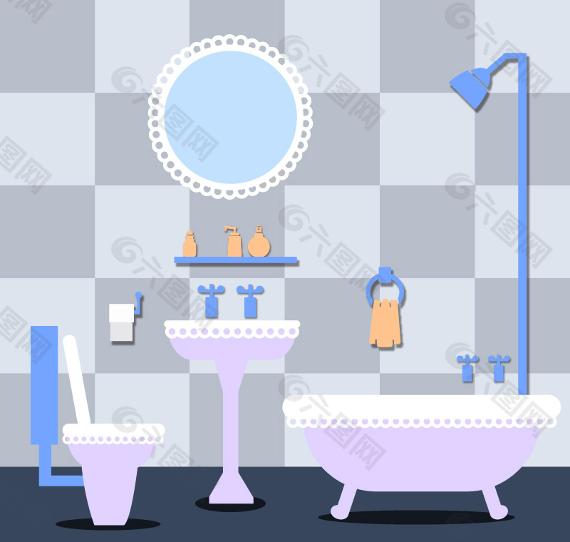蓝色系浴室设计