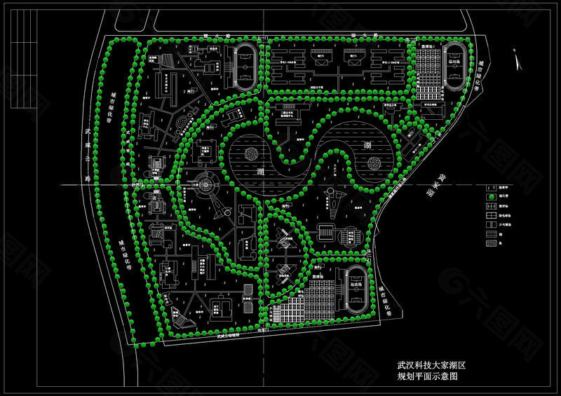 武汉科技大家湖区规划平面示意图cad图纸