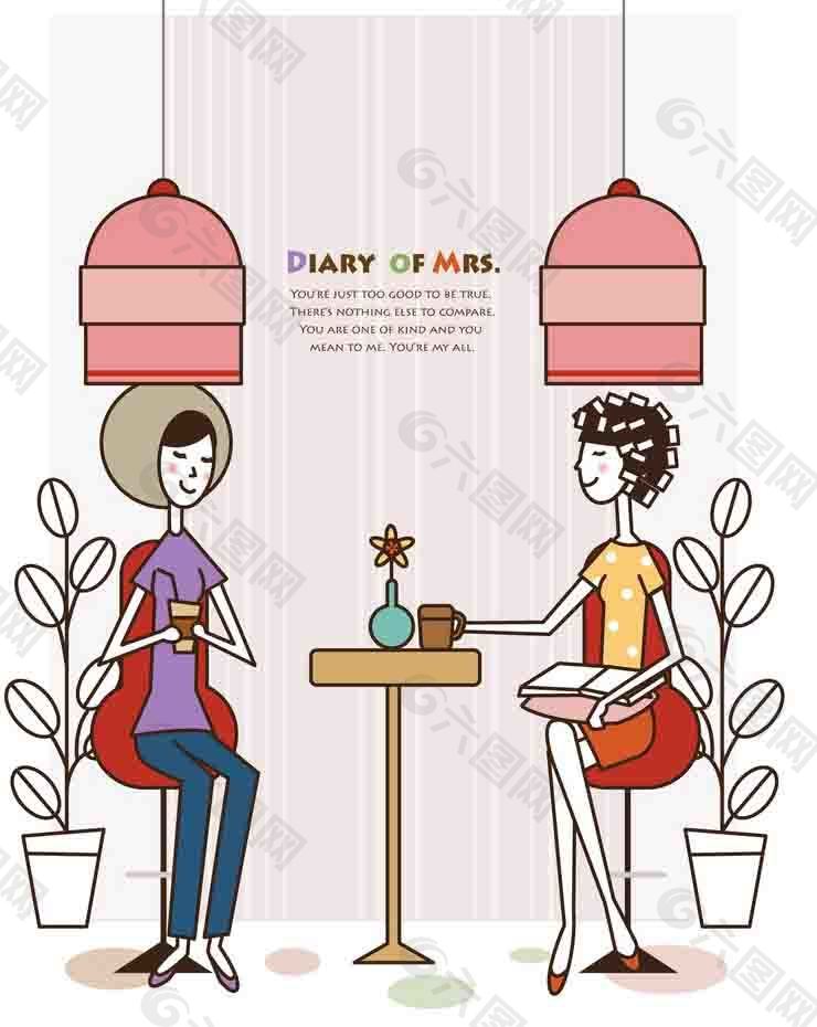 一起美发聊天的主妇们图片
