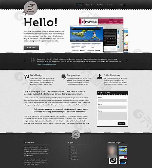 黑白配色网页界面UI设计