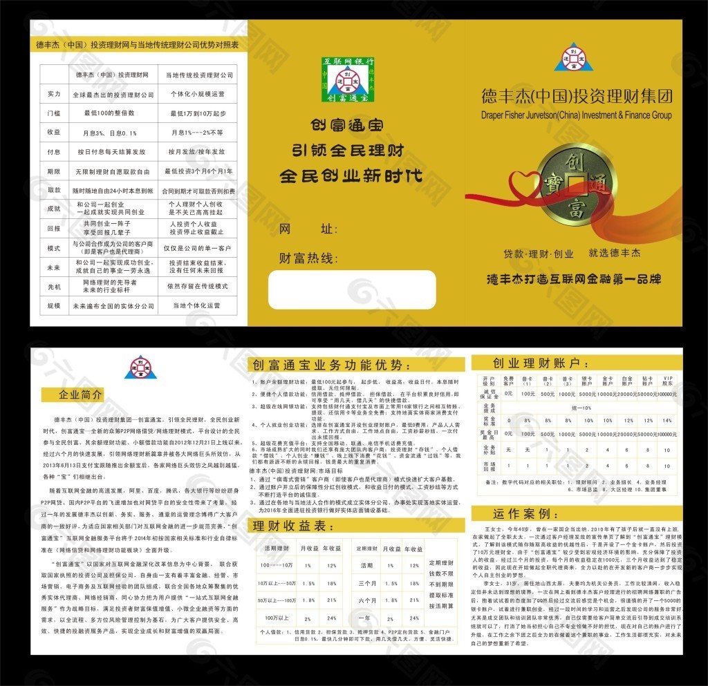 投资理财 三折页