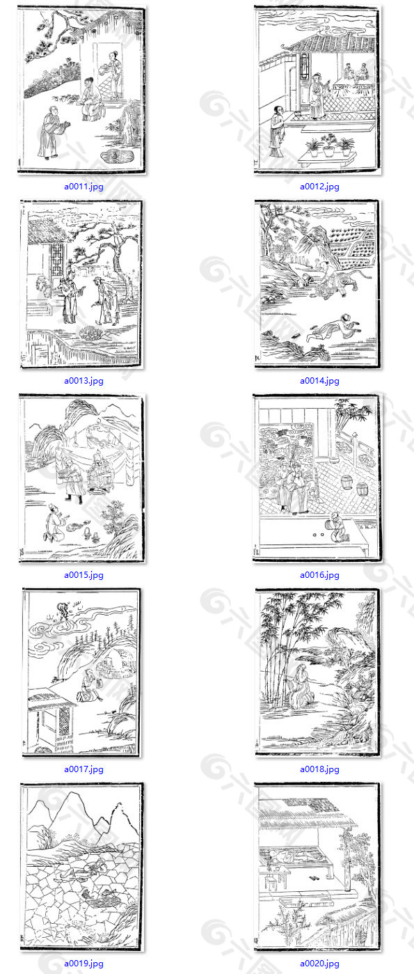 中华传统版画矢量图-教化类1