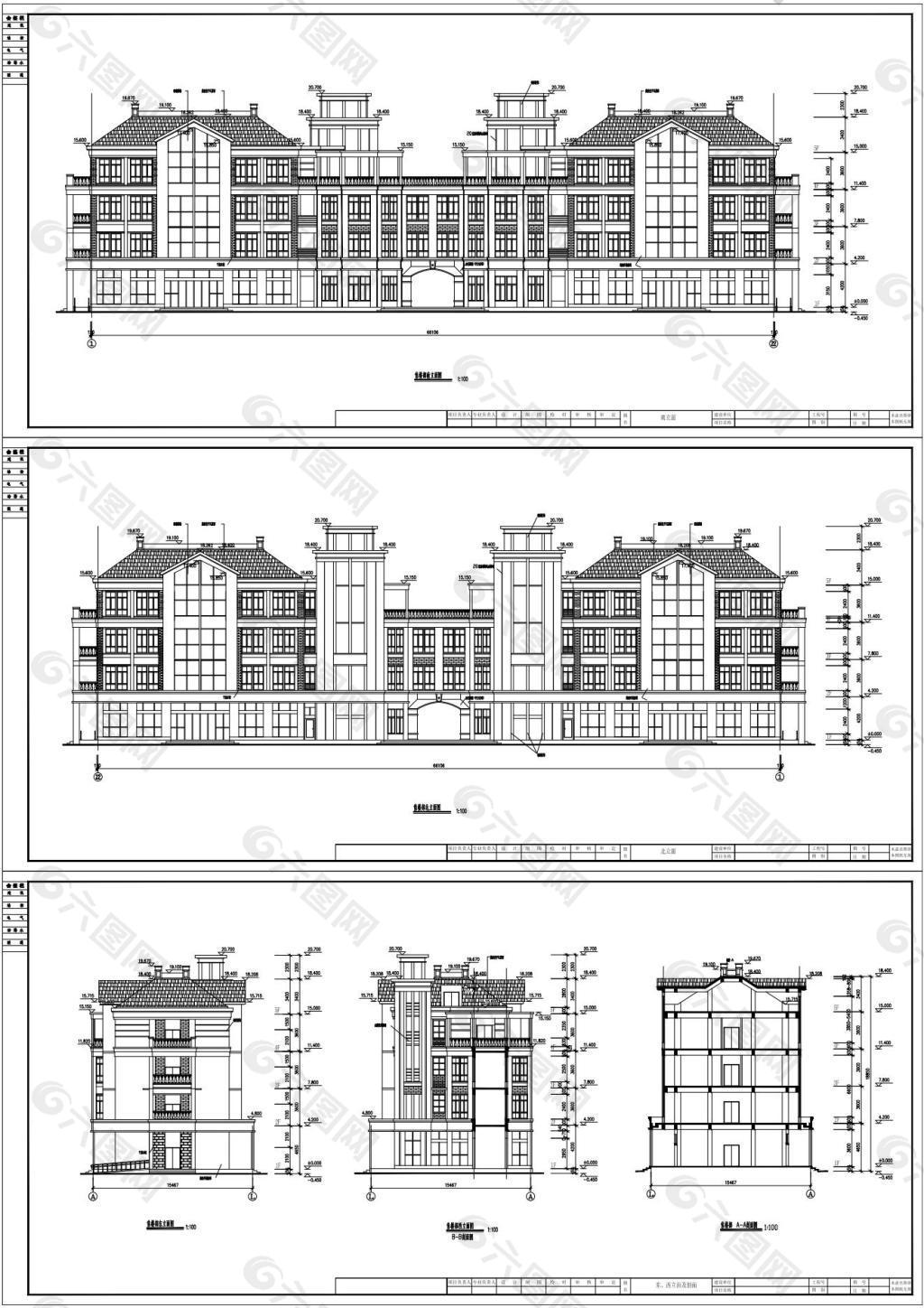 售楼部建筑图纸之立面图