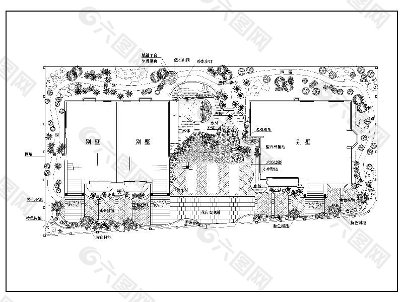 别墅景观方案cad图纸