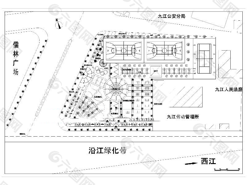 健身广场cad图库