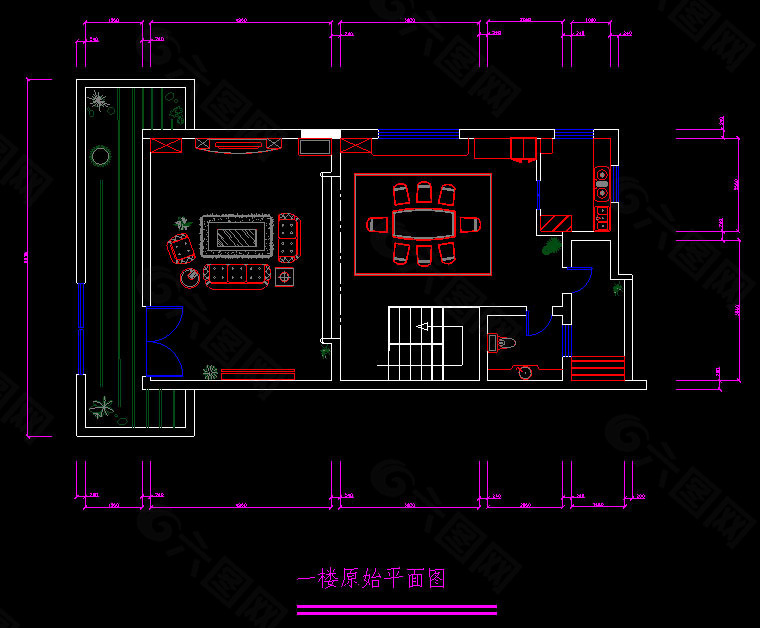 四层别墅室内设计平面图CAD源文件