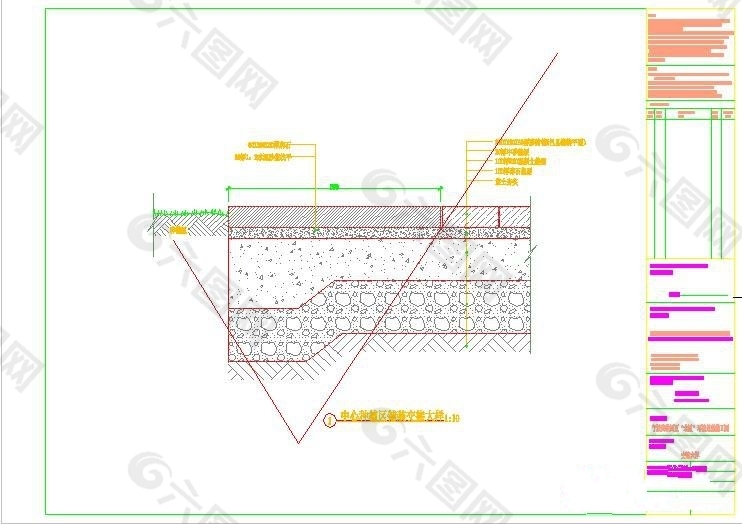 中心种植区铺装交接大样图