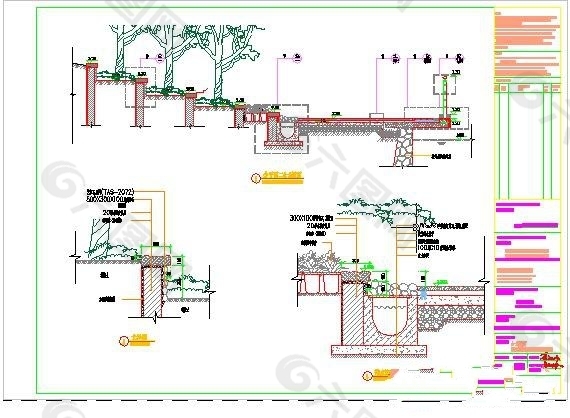 花池剖面排水沟剖面