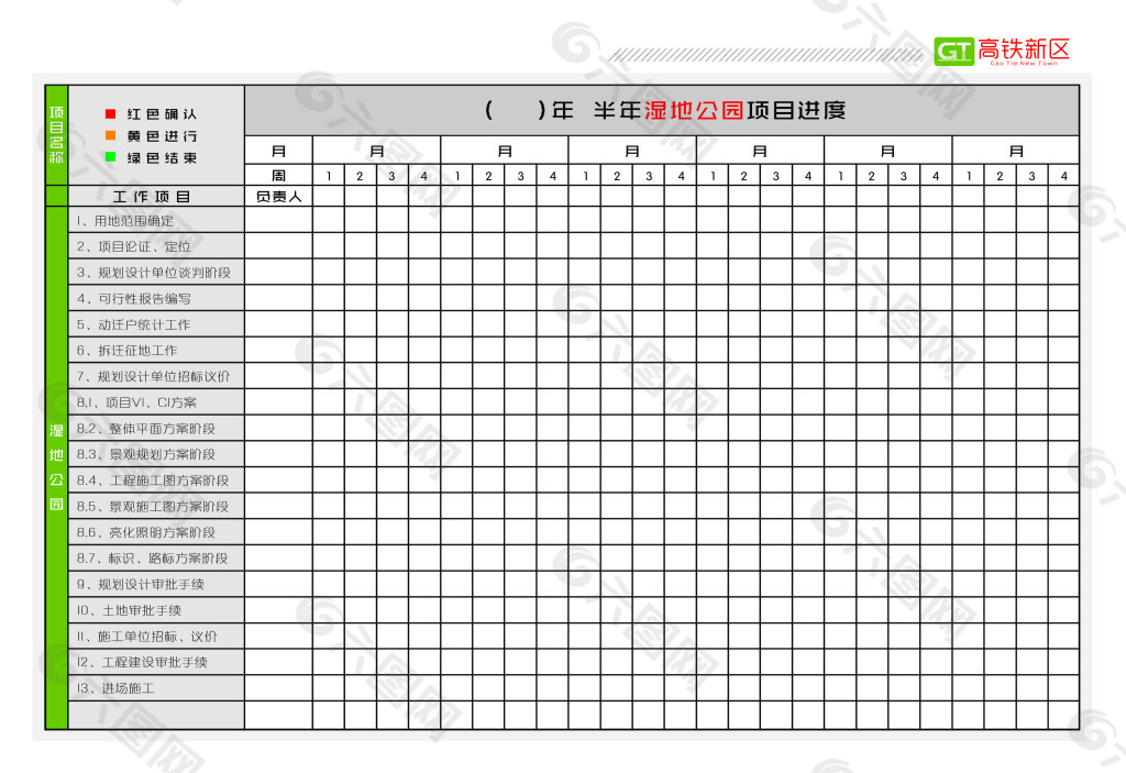 项目进度表格