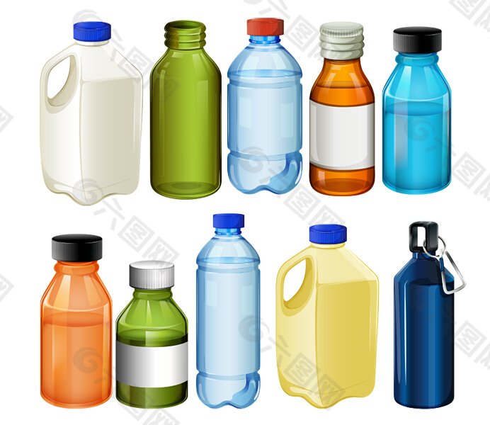 奶瓶,矿泉水瓶,水杯,运动水壶,效果图