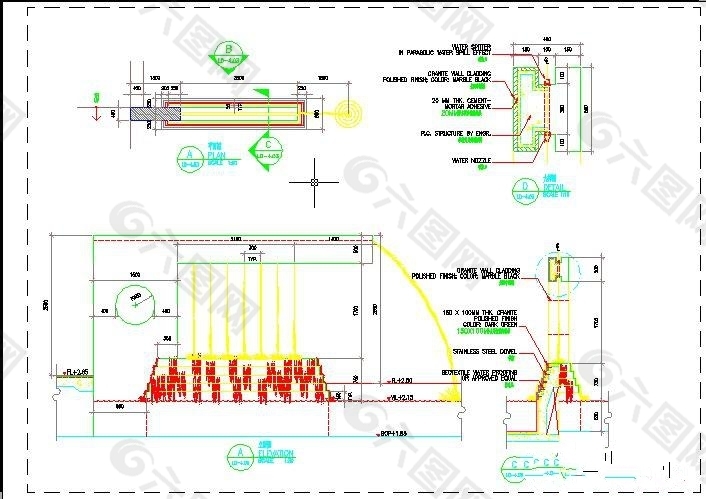 喷水景墙施工图