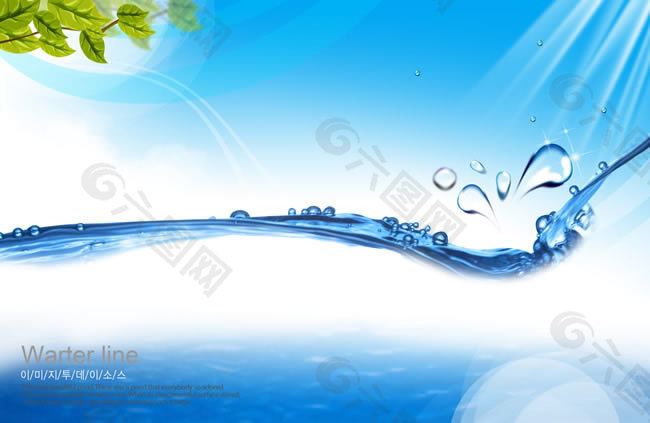 蓝色水花背景图片PSD分层素材