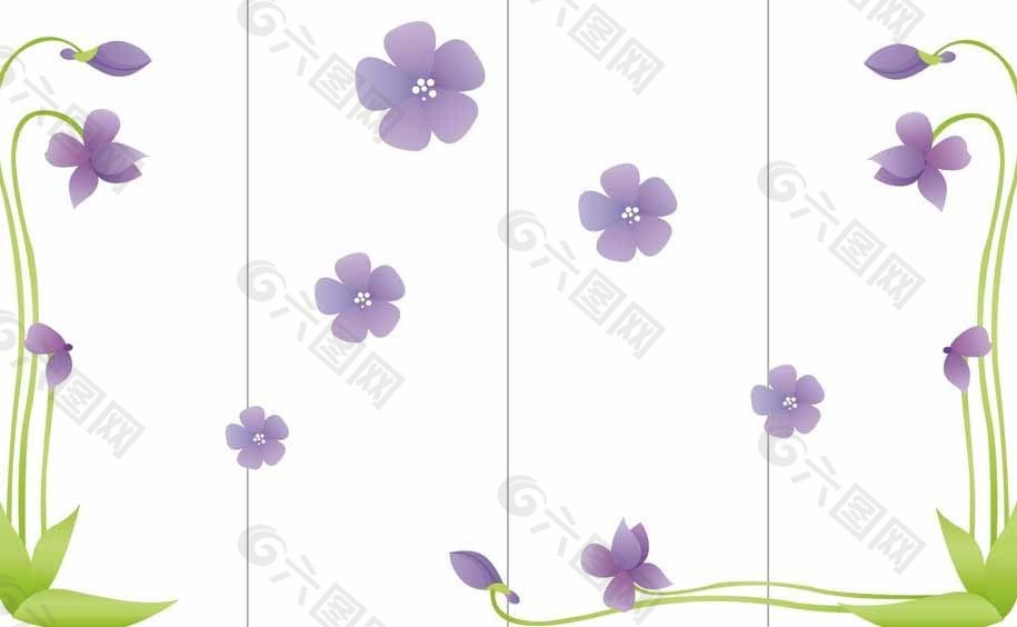 紫色小花朵移门花纹