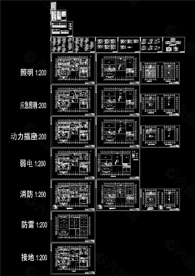 大众4S店电气和消防施工图cad图纸