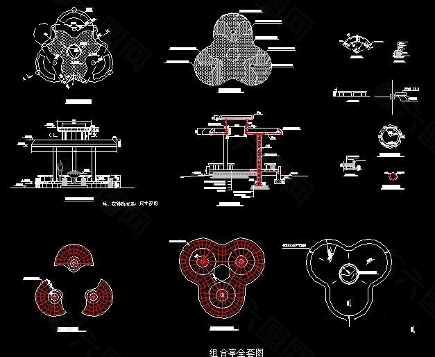 组合亭施工图