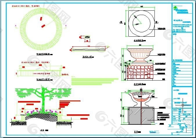 树池座凳及花钵施工图