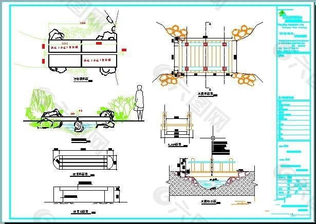 石板桥座凳及木桥施工图
