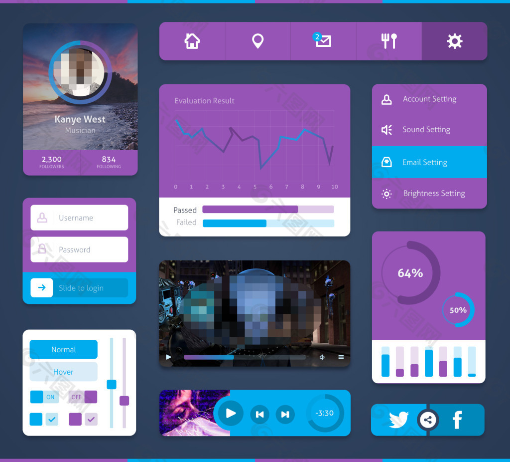 紫色整套UI设计