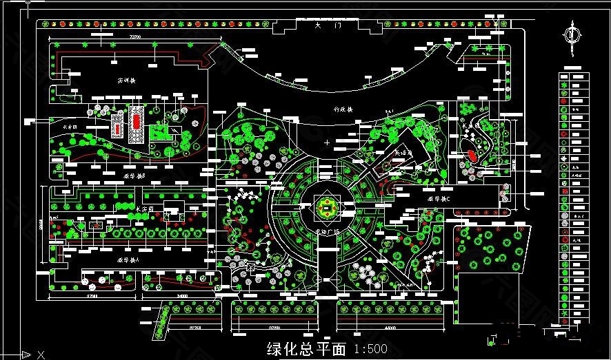 某学校绿化总平面图