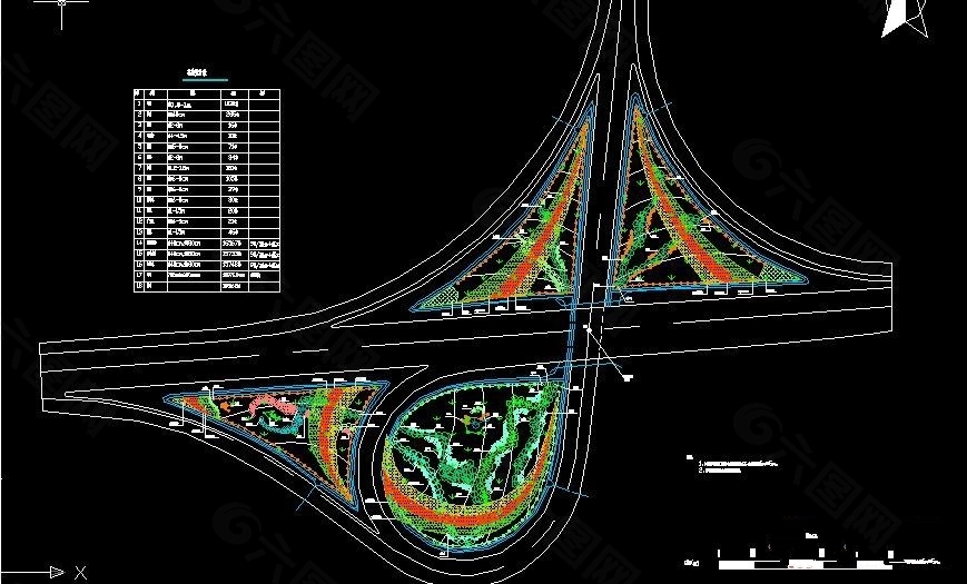 高速公路互通绿化平面图纸