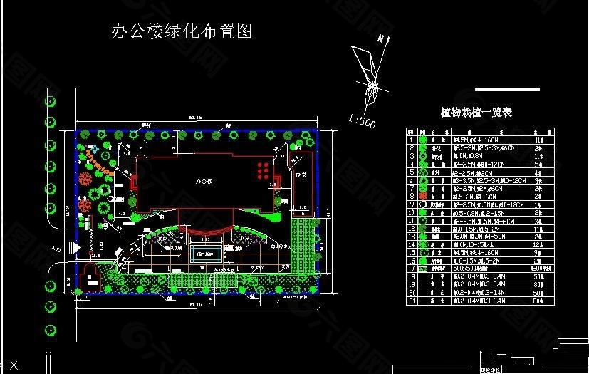 办公楼绿化施工图纸