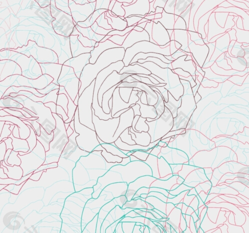 玫瑰花线稿绣花图案