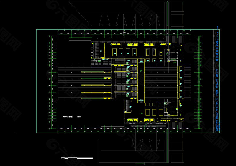 上海火车站cad图纸建筑设计