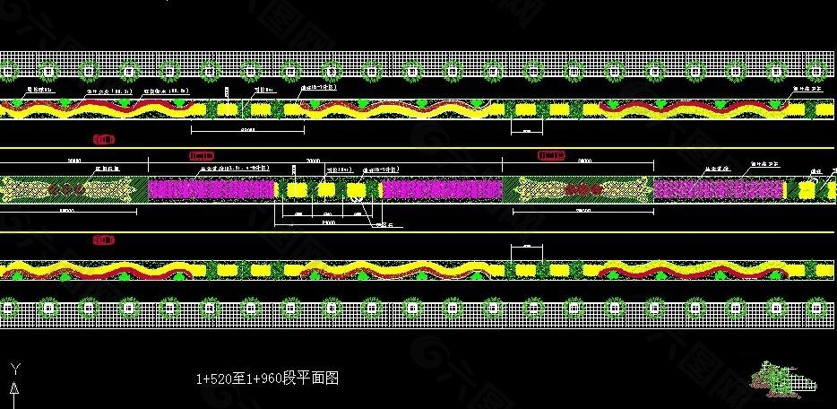 分车带道路绿化设计图