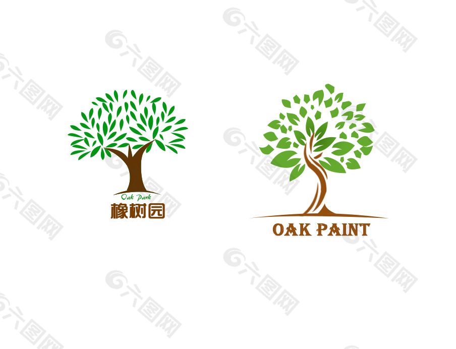 绿色环保产品大树logo设计