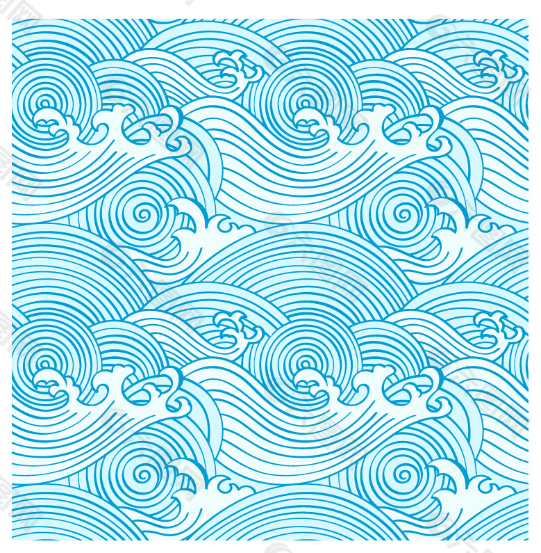 线描海浪