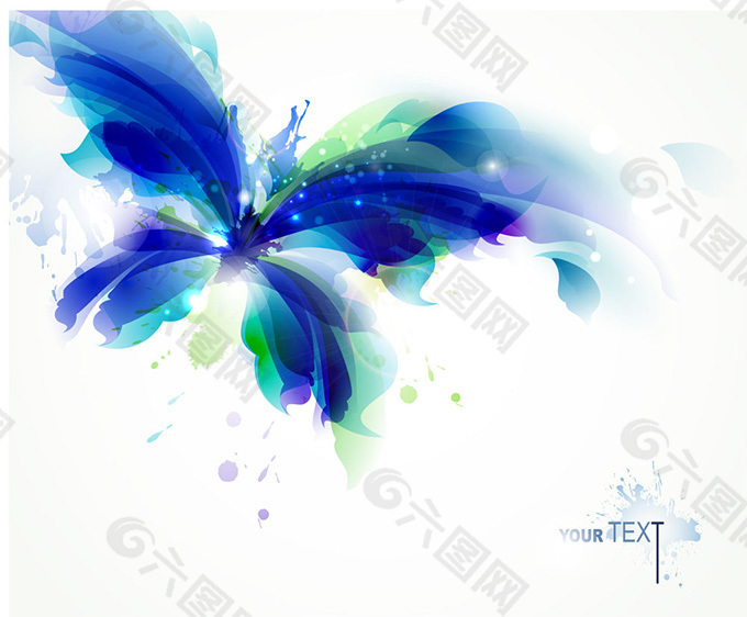 唯美的蓝色蝴蝶矢量素材