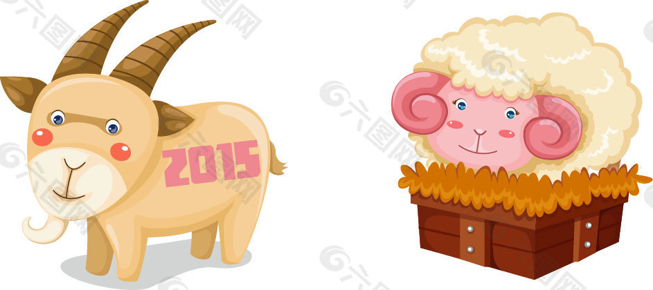 2015年 卡通羊 山羊和绵羊