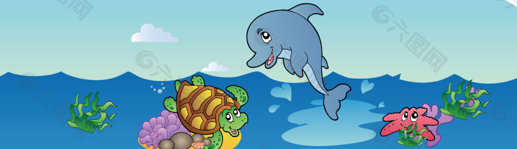 海底世界卡通动物海报