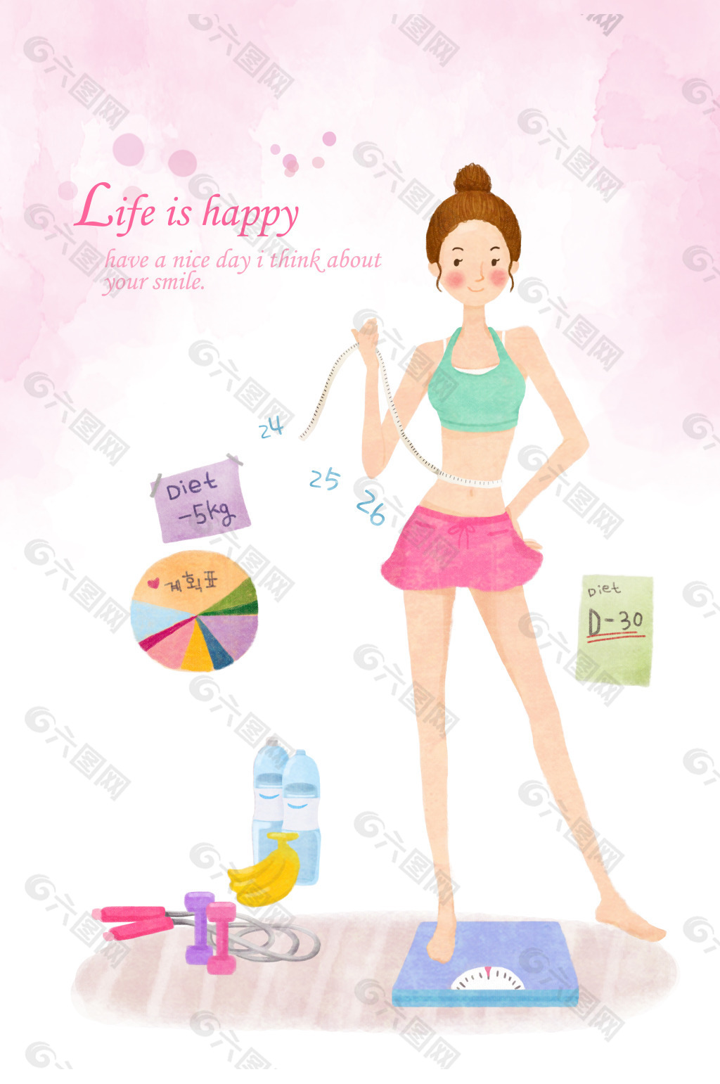 卡通女子减肥健美健身海报设计图__广告设计_广告设计_设计图库_昵图网nipic.com